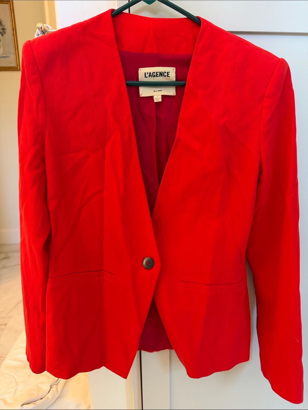 L'AGENCE Bright Red Single-Button Tailored Blazer